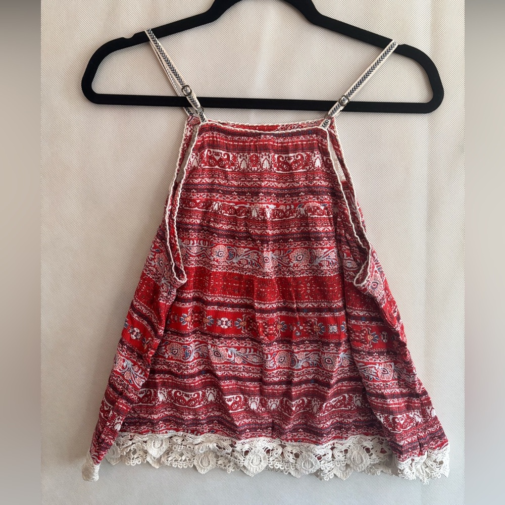 DOPE Xhilaration Red/White Patterned Tank Top | free shipping